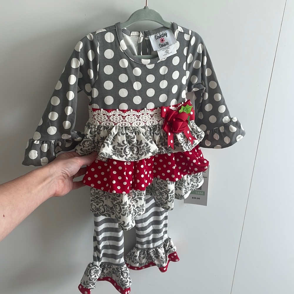 18 month outfit, 2 piece holiday set